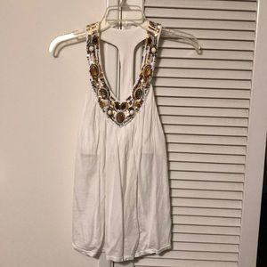 Built in bra beaded halter top